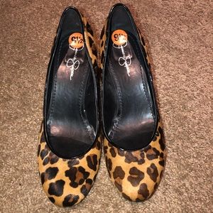 Leopard Print Mohair Wedges